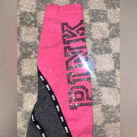 Victorias Secret PINK Yoga Pink and Gray Leggings - Picture 3 of 5